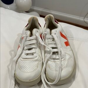 Veja White and Orange Athletic Shoes